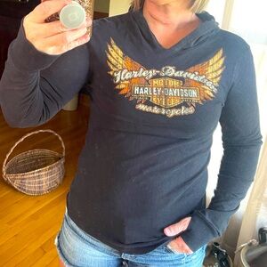 Authentic Harley-Davidson hooded long sleeve knit top